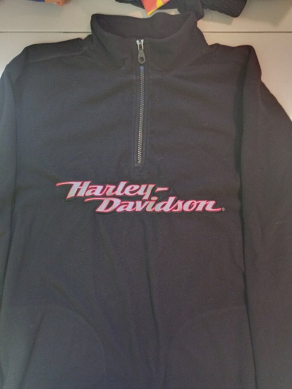 Vintage Harley Davidson Adult Small Black 1/4 Zip Pullover Thermal Fleece Jacket